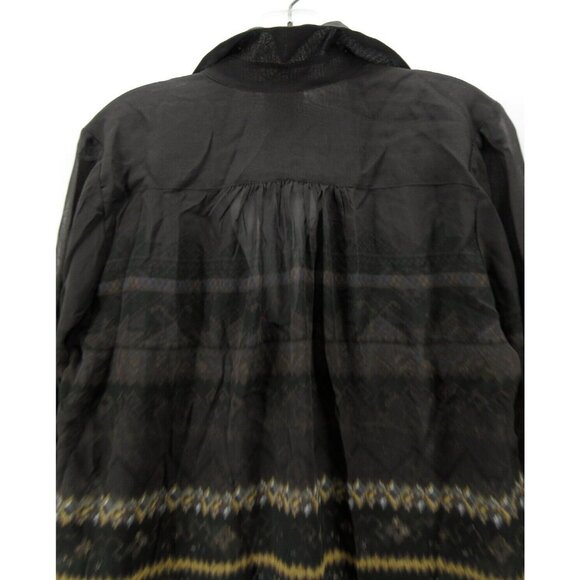 Da Nang Top Small Silk Tunic Blouse Southwestern Boho Sheer Roll Tab - Picture 8 of 11